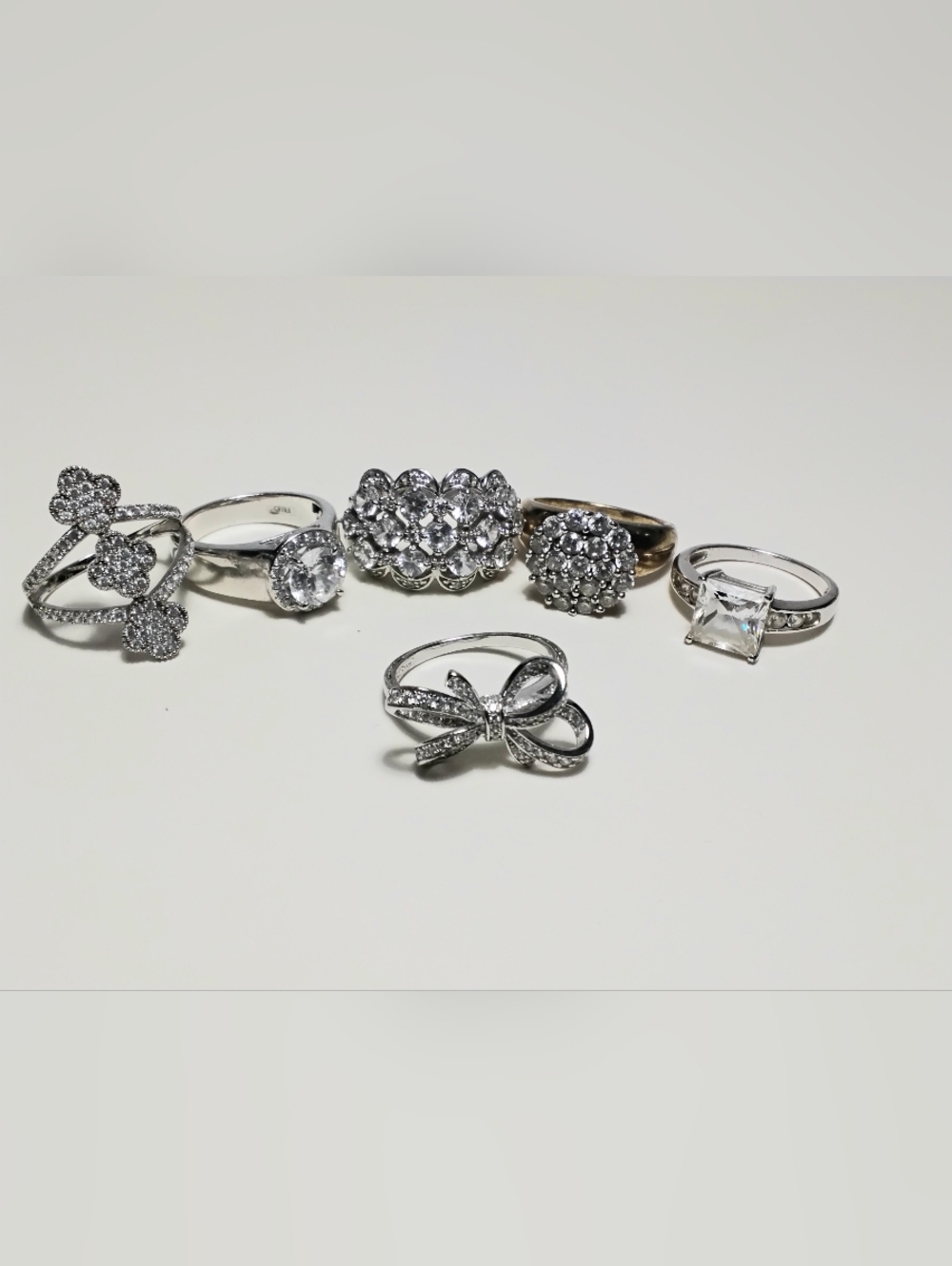 925 Silver 6 Lot Rings Sz 8-1/2-9